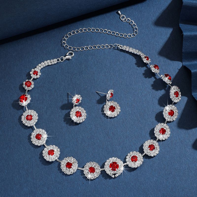 European And American Hot Fashion Rhinestone Earrings Necklace Two-piece Set Claw Chain Bride Wedding Birthday Party_voghion.com