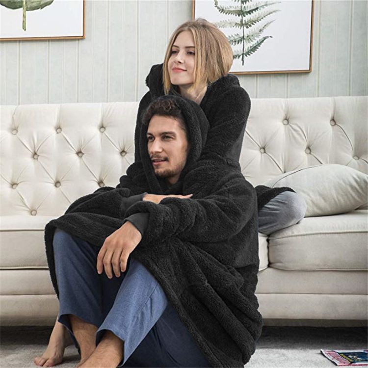 Loose Double Sided Fleece Blanket Couple Style Parent Child Wear Home Clothes_voghion.com