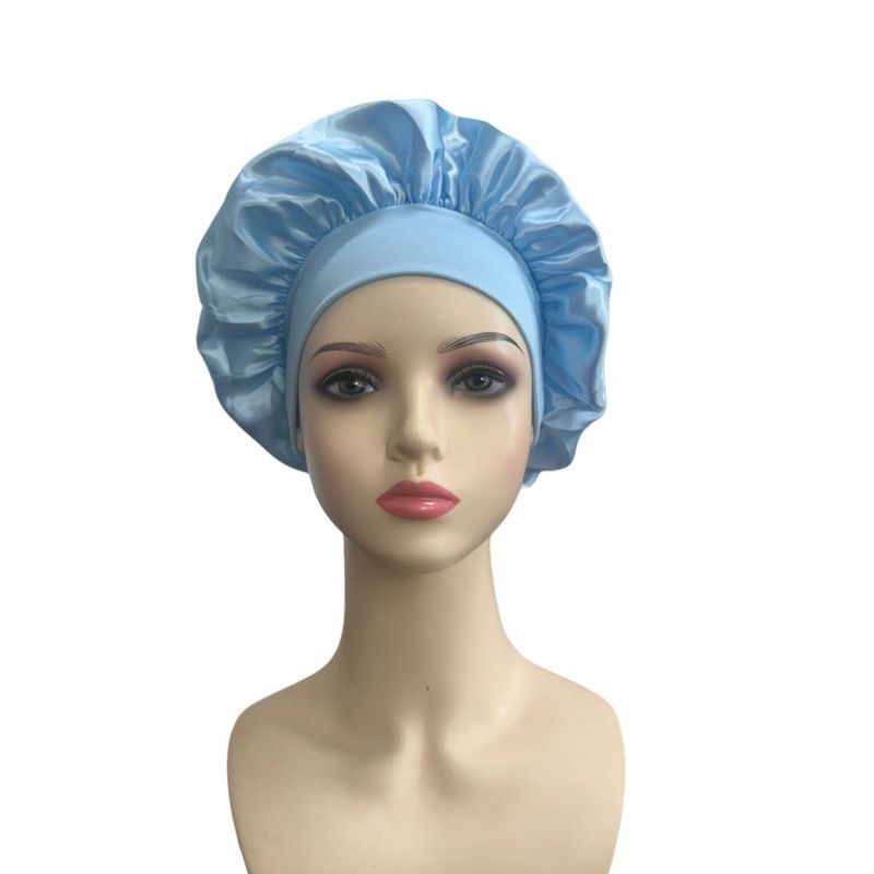 Vendita calda, cuffia da notte classica europea e americana per adulti, tinta unita, alla moda, in raso, a tesa larga, comoda da donna_voghion.com