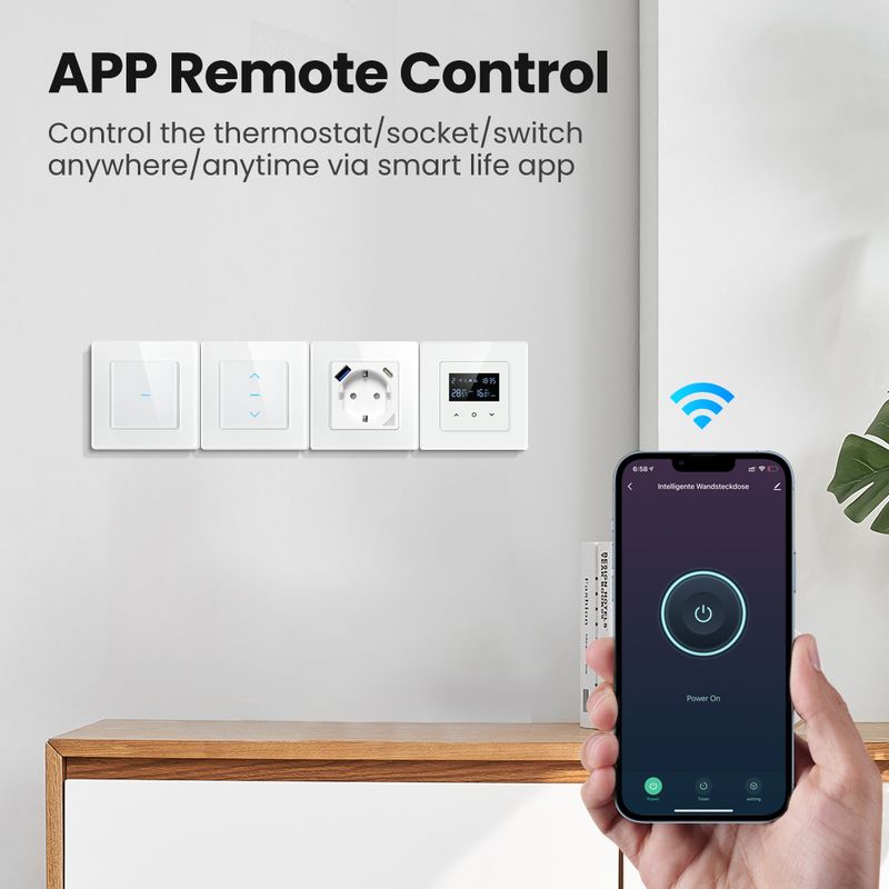 Thermostat WiFi AVATTO Tuya, prise intelligente pour rideau lumineux, norme européenne, télécommande avec application, compatible avec Alexa et Google Home_voghion.com