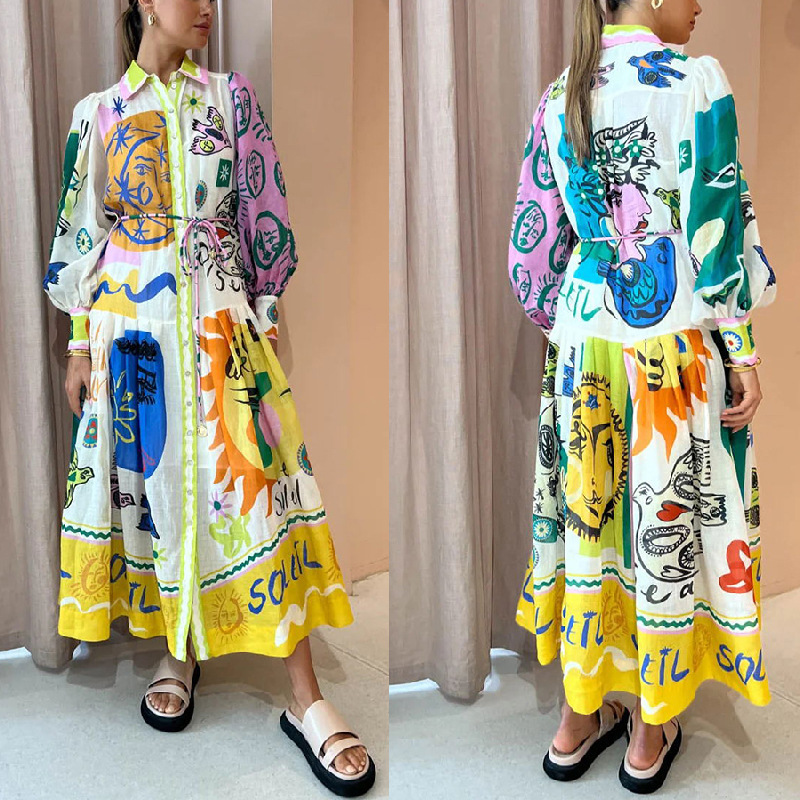 Abito cardigan a maniche lunghe con posizionamento alla moda da donna_voghion.com