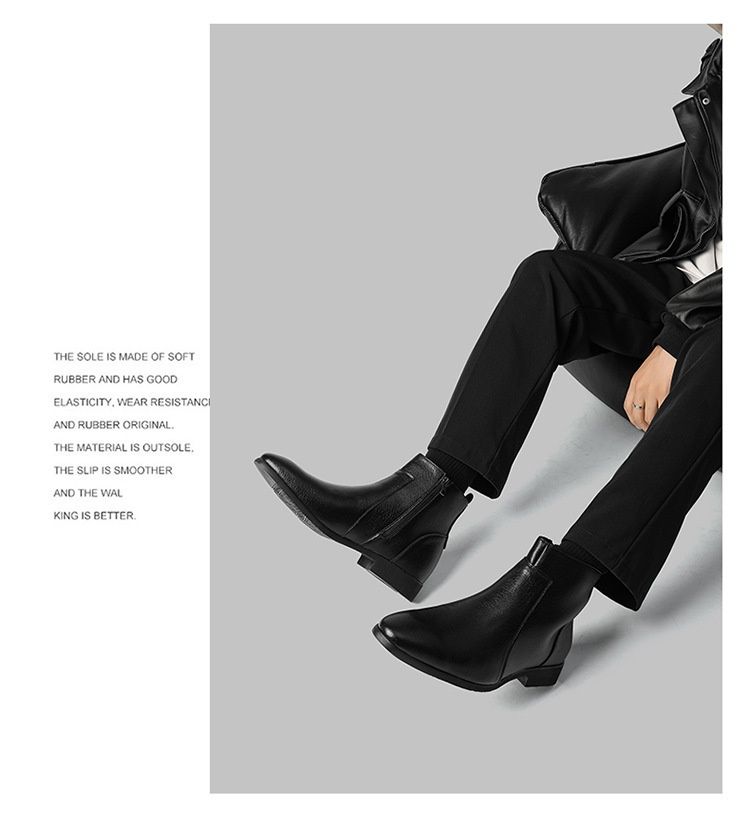 Glide Glide Autunno Inverno Nuovo Uomo Semplice Sottile Morbido Pelle Business Ufficio Europeo Americano Cerniera Laterale Stivaletti Corti Taglia Grande_voghion.com