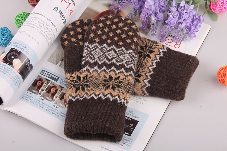 Moufles chaudes et épaisses à double couche pour femmes, style automne-hiver, unisexe, en laine de lapin._voghion.com