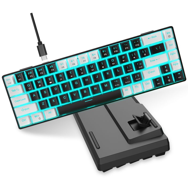 New 68 Key Wired Mechanical Esports Game Keyboard Hot Plug Axis Engineering Dual Color Injection Molding Keycap Ice Blue_voghion.com
