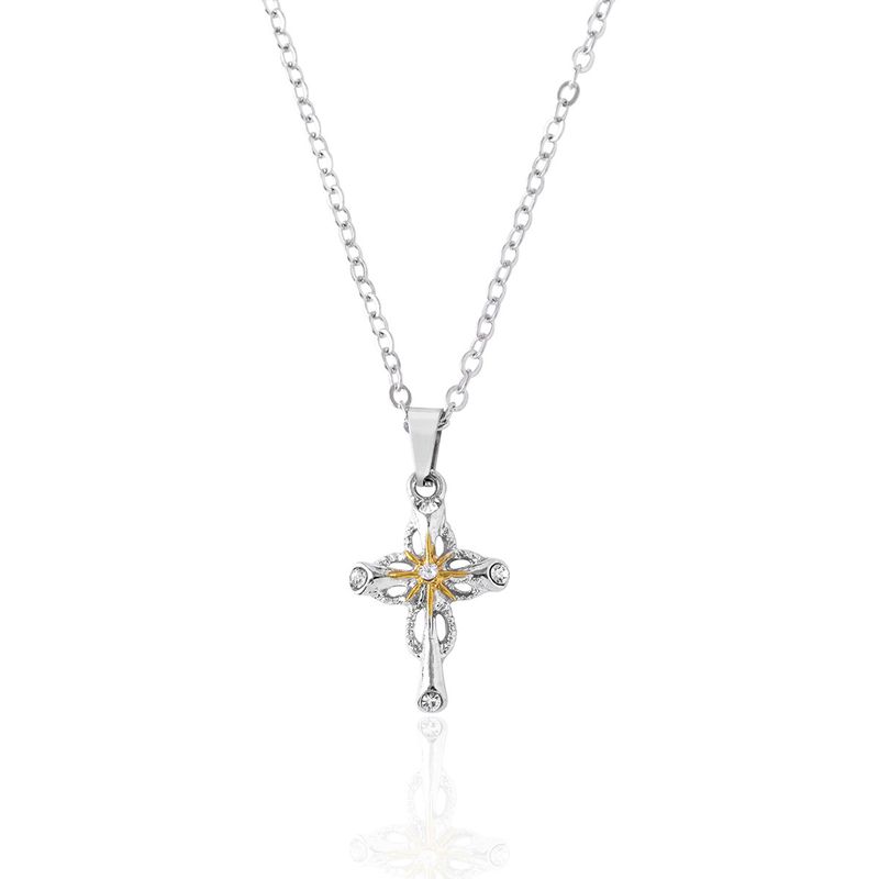 Collana con ciondolo a forma di croce e girasole, cavo, di alta qualità, nuovi accessori alla moda per uomini e donne._voghion.com