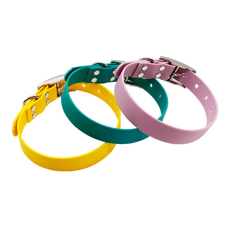 Neu Haustierbedarf in Macaron-Farbe, PVC-geprägt, wasserdicht, verschleißfest, Hundehalsband, Leine_voghion.com