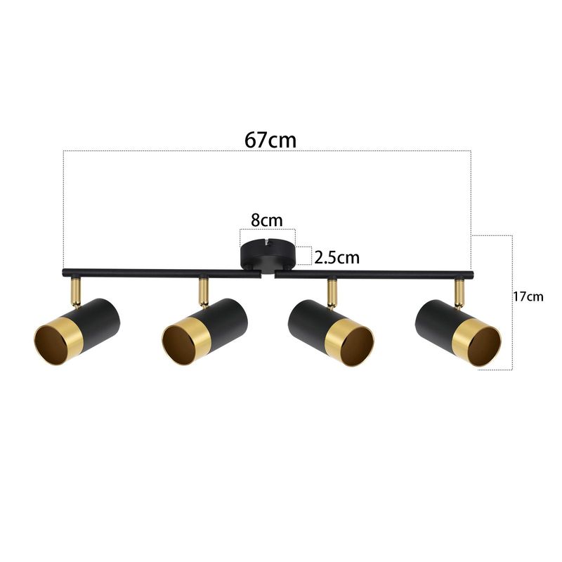 Glitzerlife Deckenstrahler 4 Flammig Deckenleuchte Vintage - GU10 Retro Deckenspots Schwarzgold Wandstrahler 350° Drehbar Strahler Für Küche Wohnzimmer Bar Flur_voghion.com