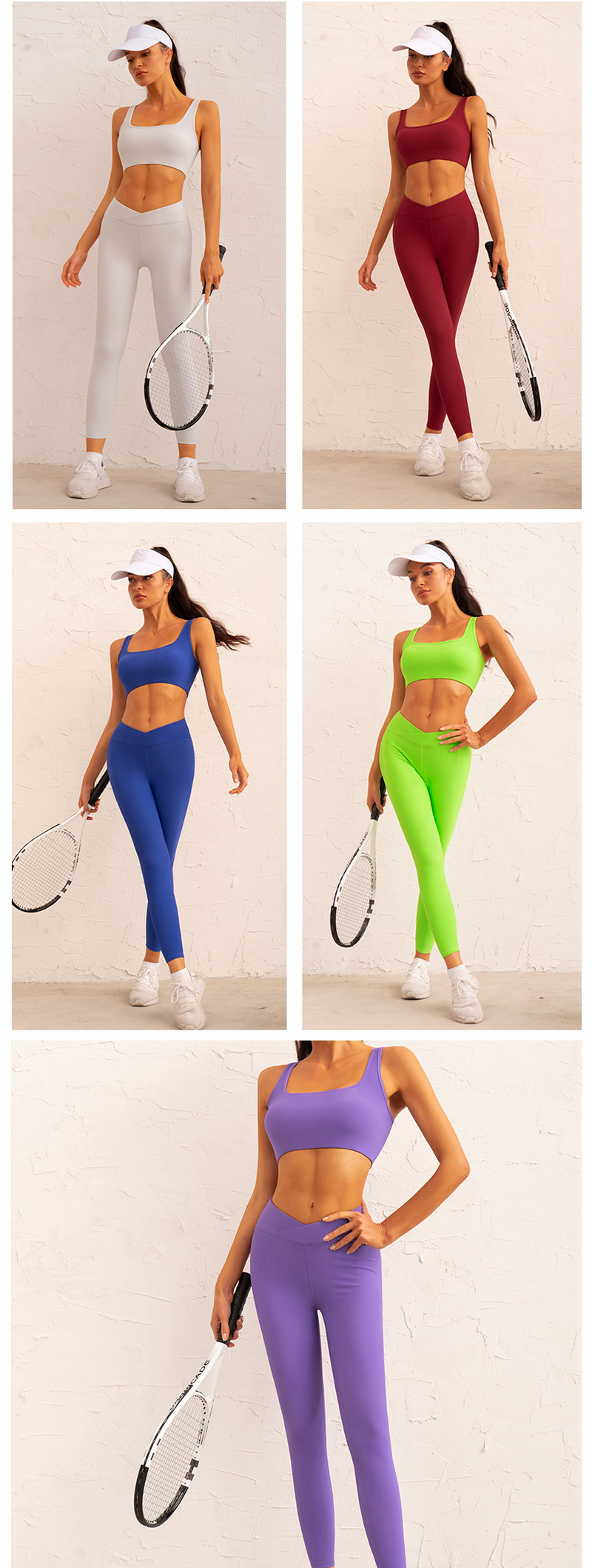 Damen-Fitnesshose mit Kordelzug, Yoga-Anzug, dreiteiliges Set_voghion.com