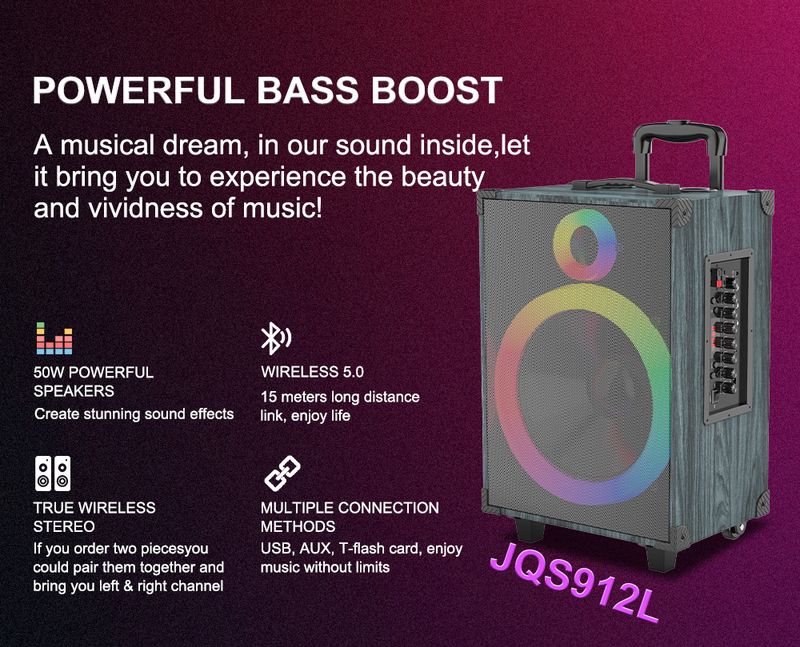 SING-E JQS912L Square Dance Audio Outdoor Bass Bluetooth K Song Altoparlante con tirante in legno per esibizioni canore_voghion.com