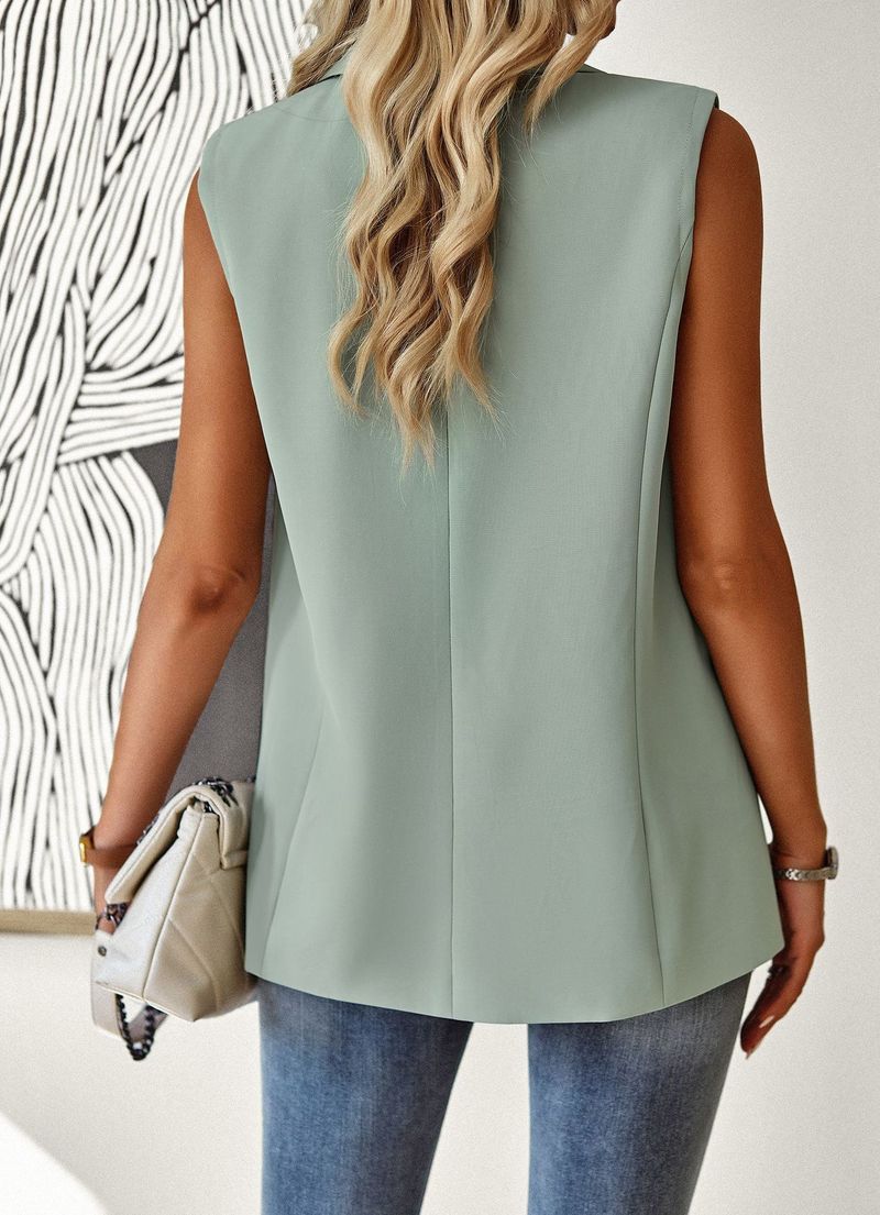 New Sleeveless Blazer Women's Casual Office Jacket - Lightweight Loose Fit, Notched Lapel, Multiple Colors_voghion.com