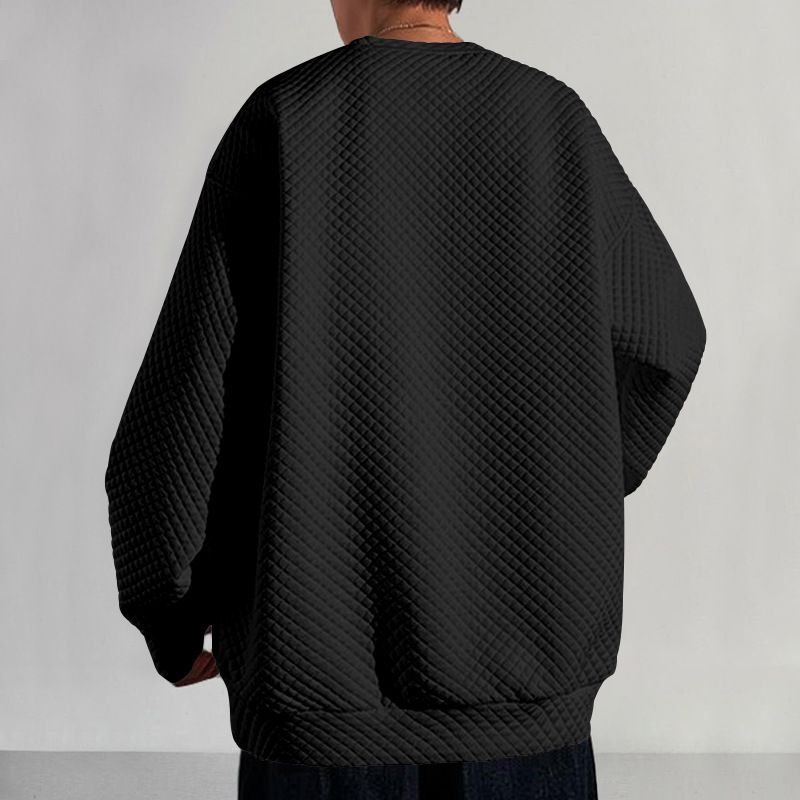 Herenkleding lente heren trend kleine vierkante ronde hals trui casual losse gebreide lange mouwen tops heren_voghion.com