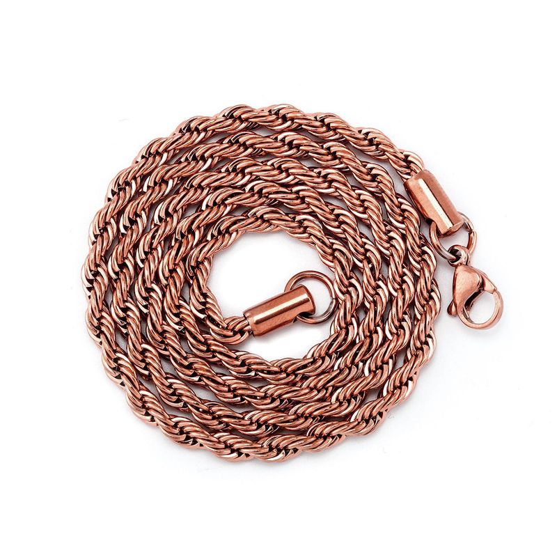 Collana con corda intrecciata in acciaio inossidabile da 3 mm – Galvanotecnica a mantenimento del colore per uomo e donna_voghion.com