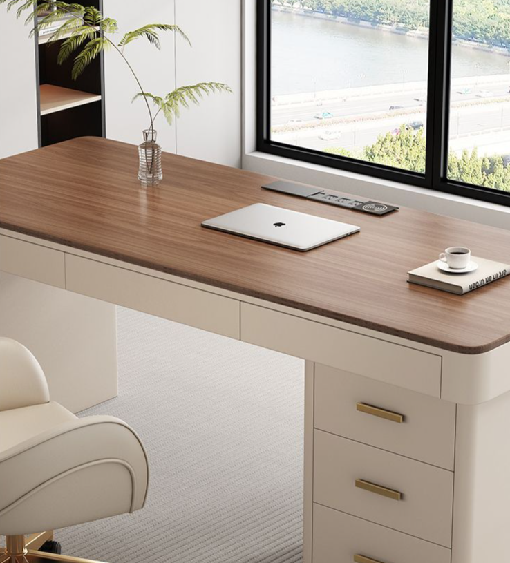 Nogueira Madeira Maciça Leve Luxo Moderno Minimalista Sensação de Alta Qualidade Casa Estudo Sala de Estar Computador Estação de Trabalho Mesa de Escritório_voghion.com