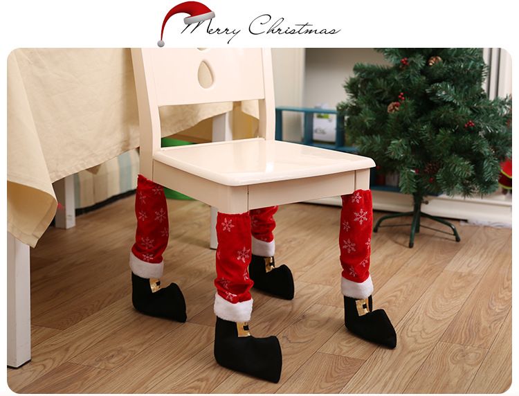 "Weihnachtliche Tischbeinschoner - Schneeflocken-Design, festliche Stuhl- und Flaschendekoration - weicher Vliesstoff, Weihnachtsdeko für Zuhause_voghion.com