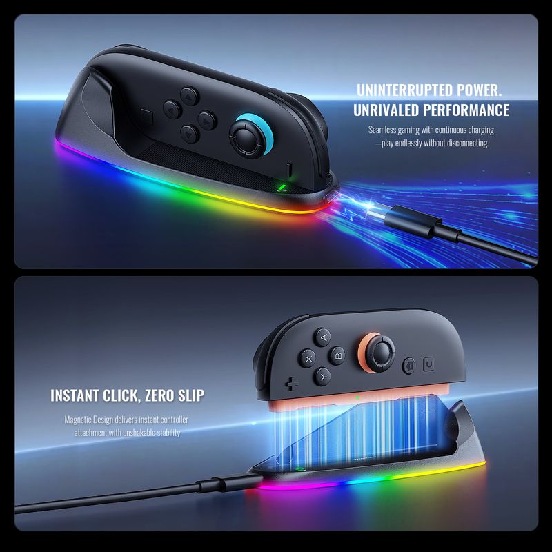 New Model Compatible With Switch2 Joycon Left And Right Small Handles Rechargeable RGB Portable Mouse Charging Dock_voghion.com