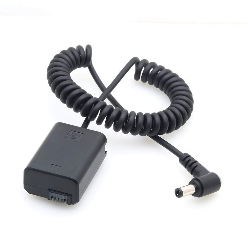 NP-FW50 Dummy Battery Pack Coupler Adapter with DC Male Connector Power Coiled Cable for Sony A6500 A6300 A6000 a7 a72 a7s a7r_voghion.com