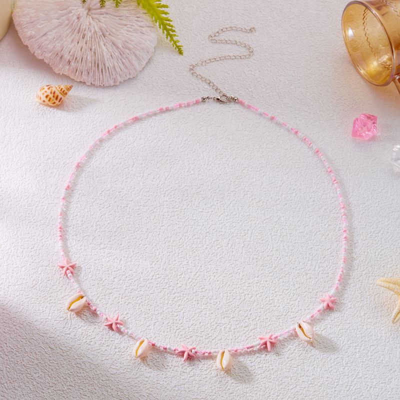 Chaîne de taille simple et sexy pour femme, style coréen, coquillage, étoile de mer, perles de riz, pour l'été, la plage, polyvalente et décontractée_voghion.com