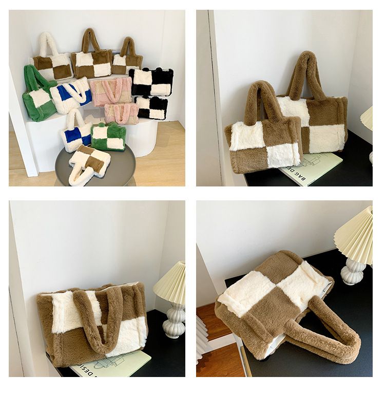 Women's Light Luxury Faux Shearling Tote Bag – Soft & Spacious Shoulder Bag For Everyday Use, Stylish Trendy With Magnetic Closure Plush Shoulder Bag_voghion.com