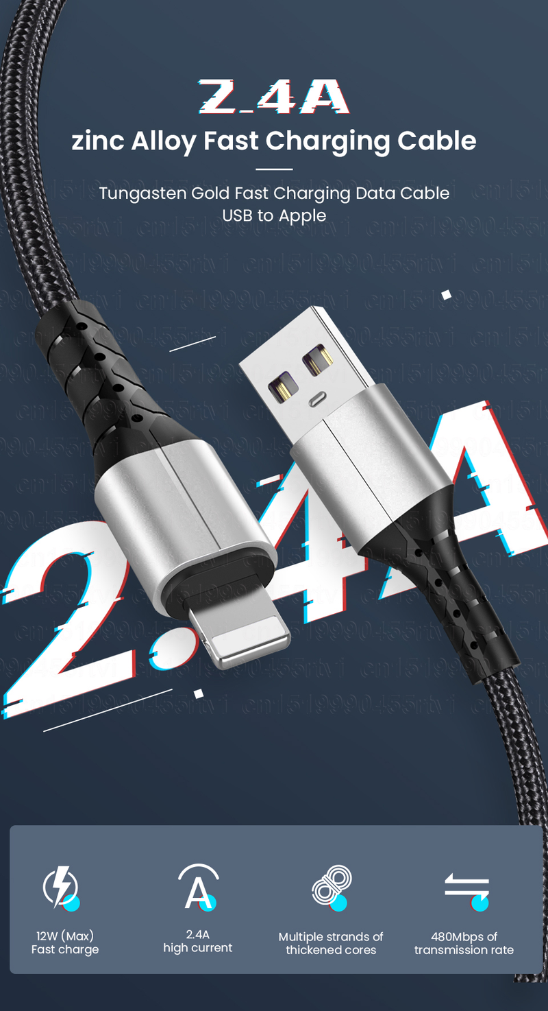 iPhone Per Cavo del Caricatore USB per iPhone 13 12 11 Pro Max XS XR X 5 5S 6 6S 7 8 Plus 2.4A Ricarica Veloce USB Dat_voghion.com