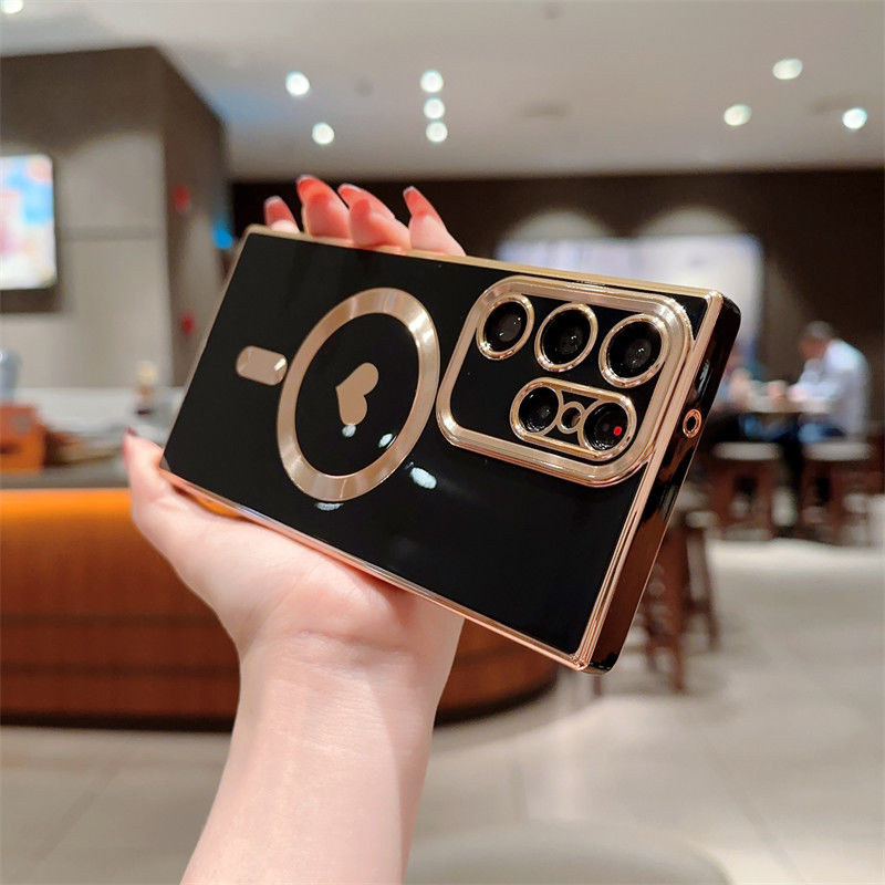 Luxus-Beschichtung Silikon für Magsafe Wireless Charge Hüllen für Samsung Galaxy S23 S22 S21 Ultra Plus magnetische quadratische Hüllen_voghion.com