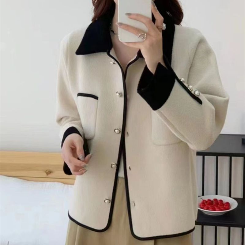 Cappotto corto in visone di lana alla moda, stile coreano, da donna, fresco, a doppia faccia, casual, alla moda, autunno inverno_voghion.com