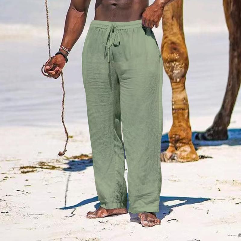 Fréijoer/Summer 2025 Männer Breetbeen Dënn Atmungsaktiv Kotteng a Léngen Loose Casual Sportshygienehosen_voghion.com