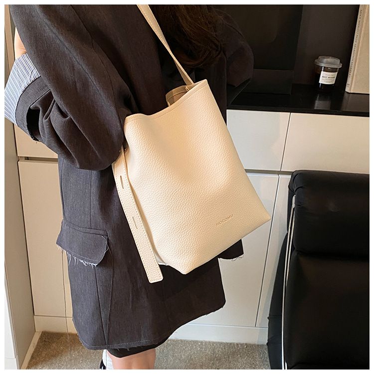 Women's Bucket Bag Women's Bag Crossbody Bag Design Child Mother Bucket Bag Lychee Grain Material Soft Tote Bag_voghion.com