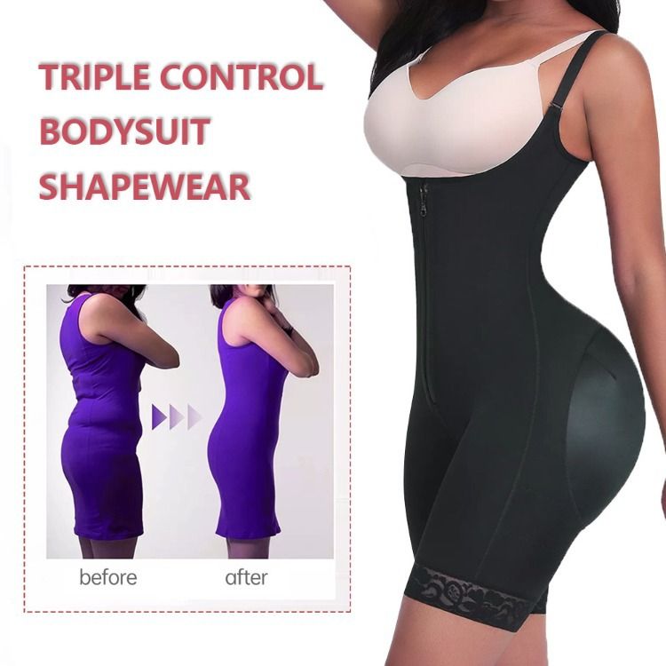 Auf Lager: Grenzüberschreitender Shapewear-Body mit Po-Lifting-Effekt, hohem elastischem Bund, Bauchkontrolle, Reißverschluss und Plus-Size-Body_voghion.com