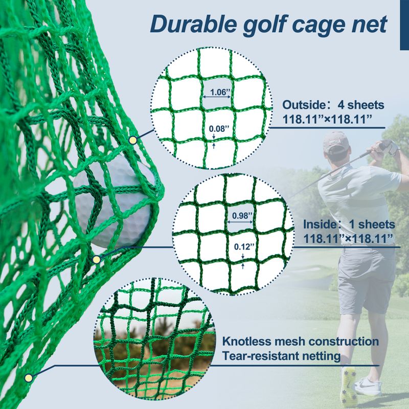 10X10X10FT Golf Practice Net Cage W/ Metal Frame Hitting Net Kit Indoor Outdoor_voghion.com