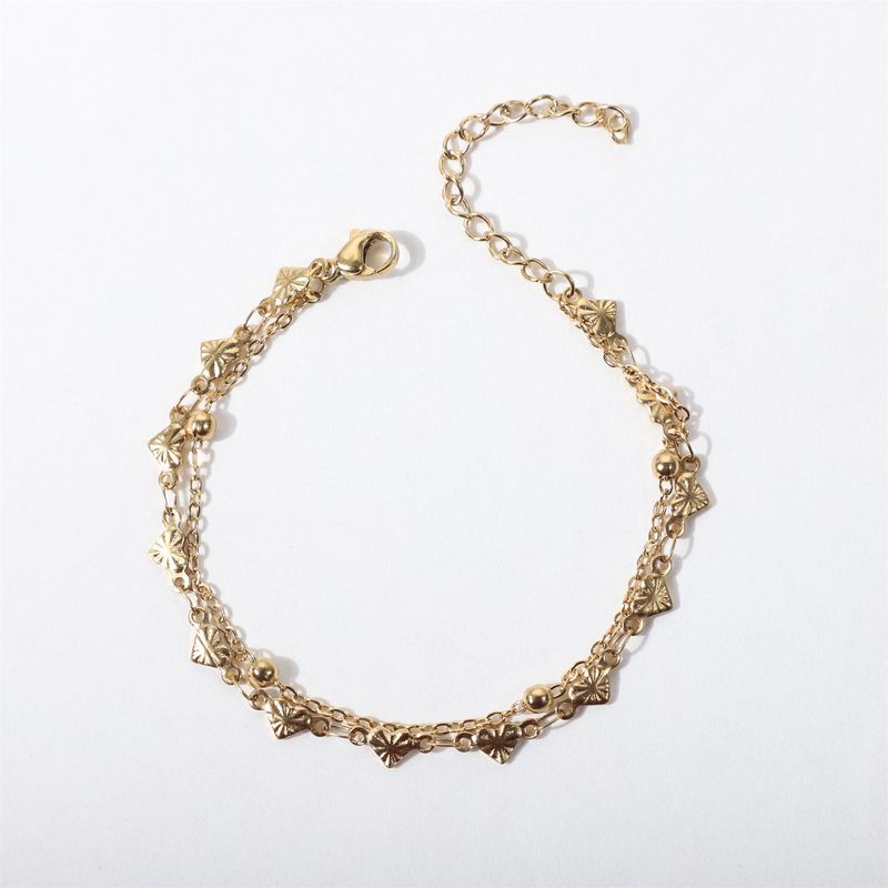 Bracelet double couche en acier inoxydable de haute qualité pour femme, chaîne à perles à intervalle de vent, breloque de style petit_voghion.com