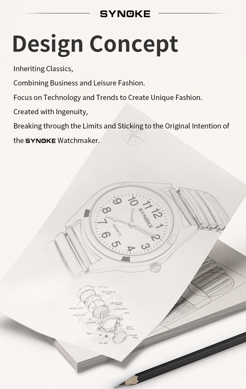 SYNOKE alloy spring with large font digital face senior quartz watch for men and women, simple and classic, best-selling_voghion.com