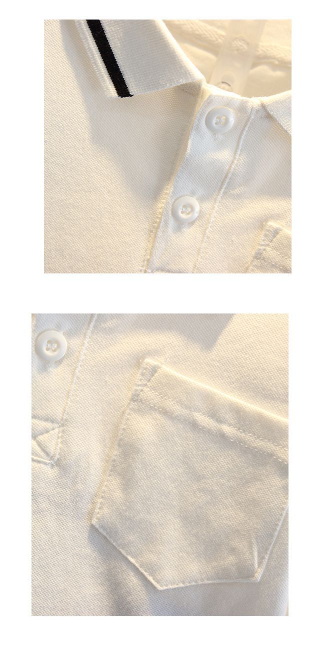 Kids’ Clothing Black Stripe Polo White Suit Outer Wear Pullover Popular Genuine Short Polo Shirt_voghion.com