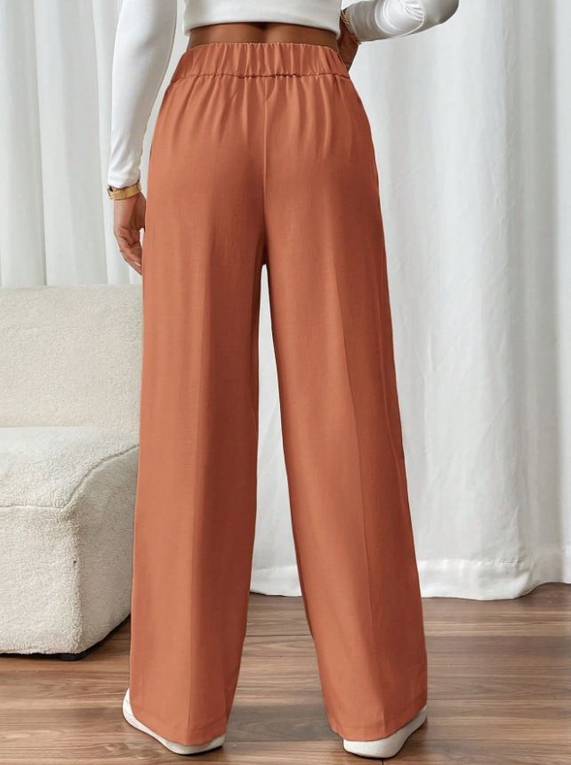 Dameskleding Drape Mopping Casual Broek Hoge Taille Broek Losse Temperament Recht Niche Ontwerp Effen Kleur Broek_voghion.com