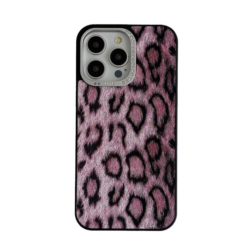 Rhinestone Lens Leopard Print For IPhone 15 Pro, 14 Max, High-End Feel 13 Pro Phone Case_voghion.com