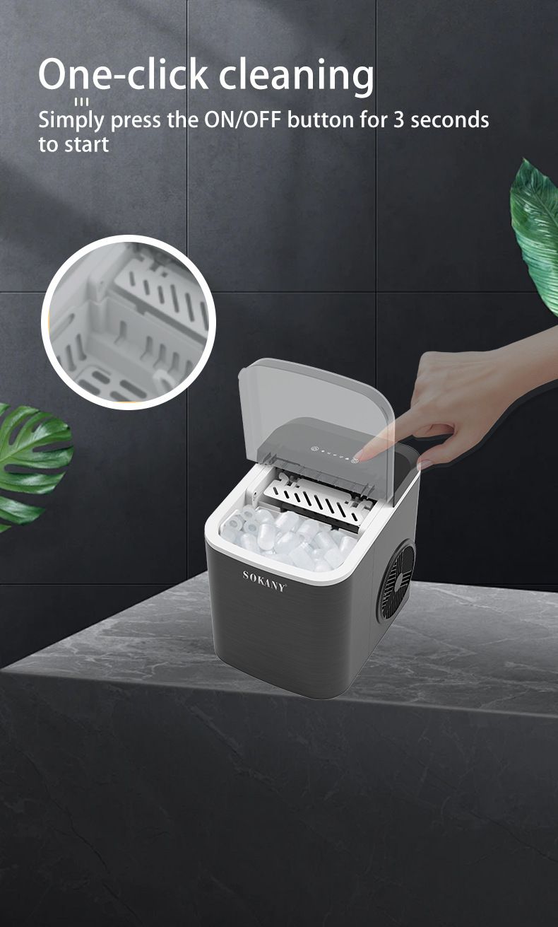 12KG/24H Compact Ice Maker, Automatic Self-Cleaning, 9 Ice Cubes In 6-8 Mins, With Scoop & Basket, EU Plug, For Home, Bar, Office, Party, 112W_voghion.com