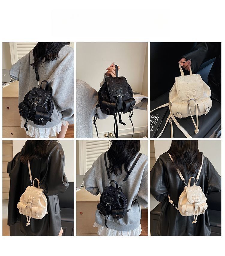 Mini Backpack 2025 Fall/Winter New Fashion Rhinestone Handbag Large Capacity Double Shoulder Bag_voghion.com