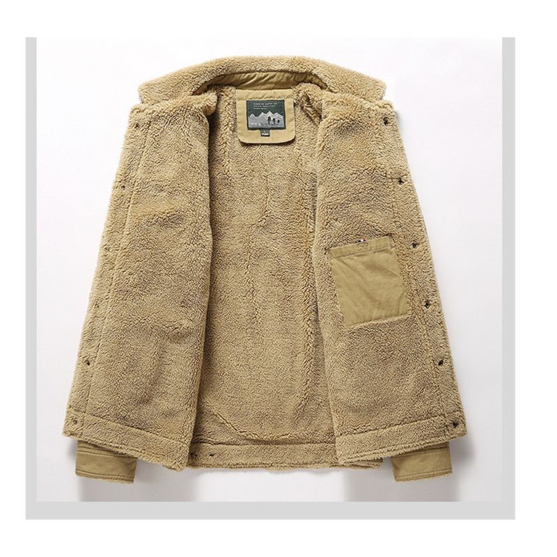 Giacca da uomo con colletto rovesciato, stile casual, in pile di cotone lavato, autunno inverno 2023_voghion.com