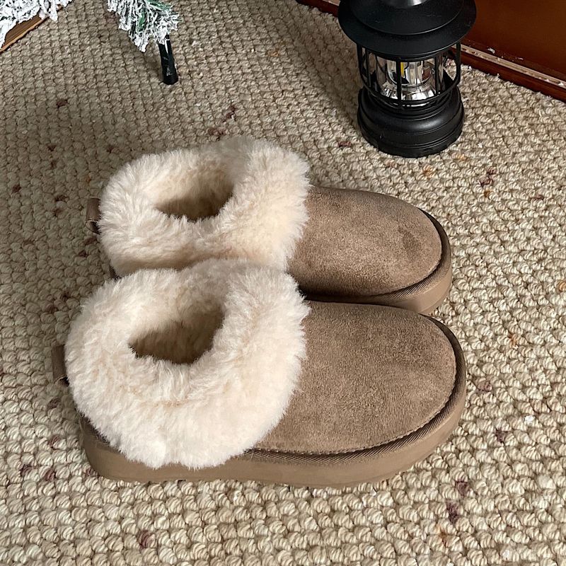 Wolken auf dem Baum ~ 2025 Winter Neue verdickte Fleece-Schaffell-Schneestiefel für Frauen Warme Baumwollschuhe_voghion.com