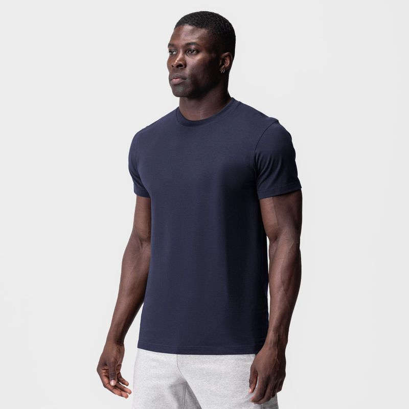 Maglietta sportiva estiva slim da uomo, a maniche corte, in cotone e poliestere elasticizzato, traspirante, con scollo rotondo, effetto ghiaccio._voghion.com