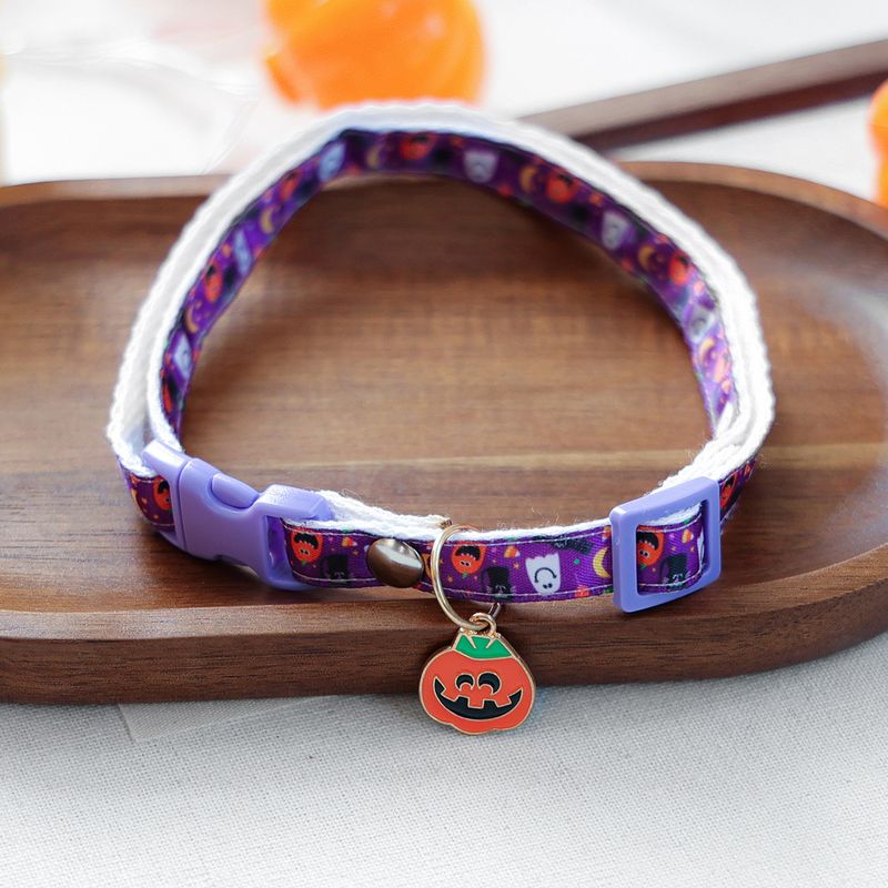 Decorazione per gatti di Halloween, divertente collezione di collari per cuccioli con zucca luminosa_voghion.com