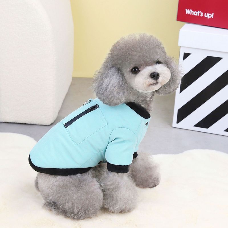 Abbigliamento per animali domestici autunno/inverno per cani con anello di trazione e cappotto in cotone con cerniera in velluto 23 colori_voghion.com