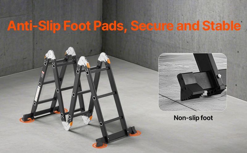 Multi-Purpose Folding Ladder 7-in-1 3 Step 12ft With Scaffolding Plank_voghion.com