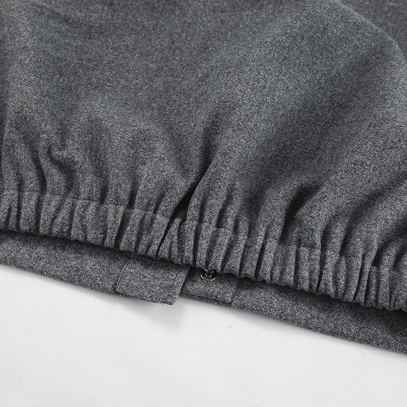 Damesmode grijze wollen jas dames design sense fashion opstaande kraag_voghion.com