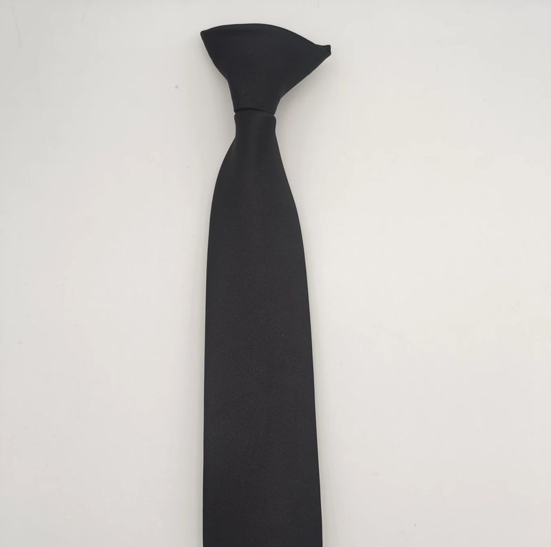 6.5CM For Men And Women, Solid Color Polyester Silk, Head-Cutting Style Clip, Lazy Tie_voghion.com