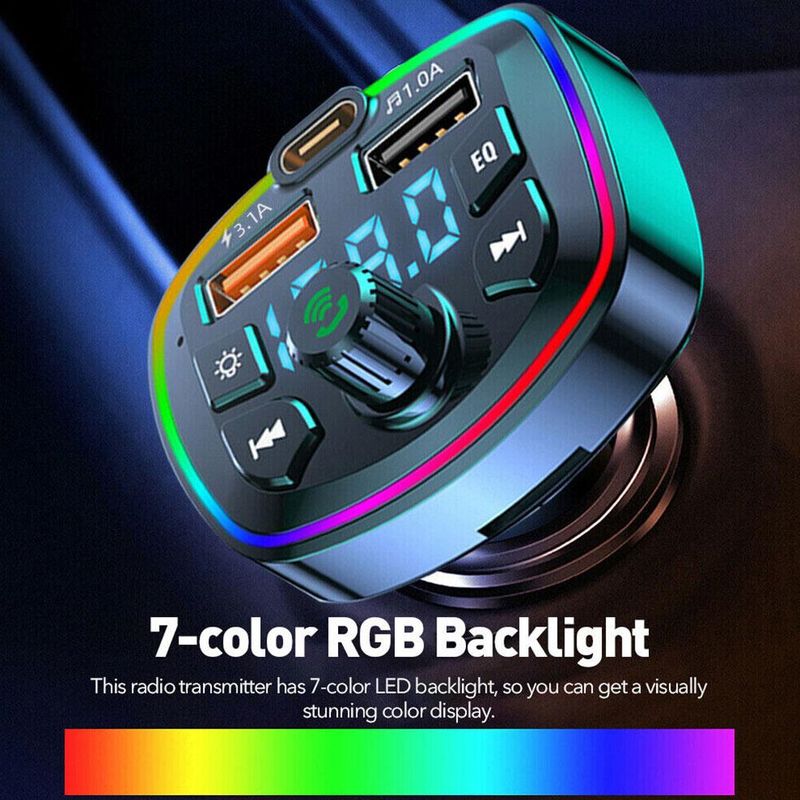 Transmissor FM 5.0 compatível com Bluetooth e viva-voz, 2 reprodutores de MP3 rápidos, receptor de áudio, kit carregador de carro, modulador viva-voz_voghion.com