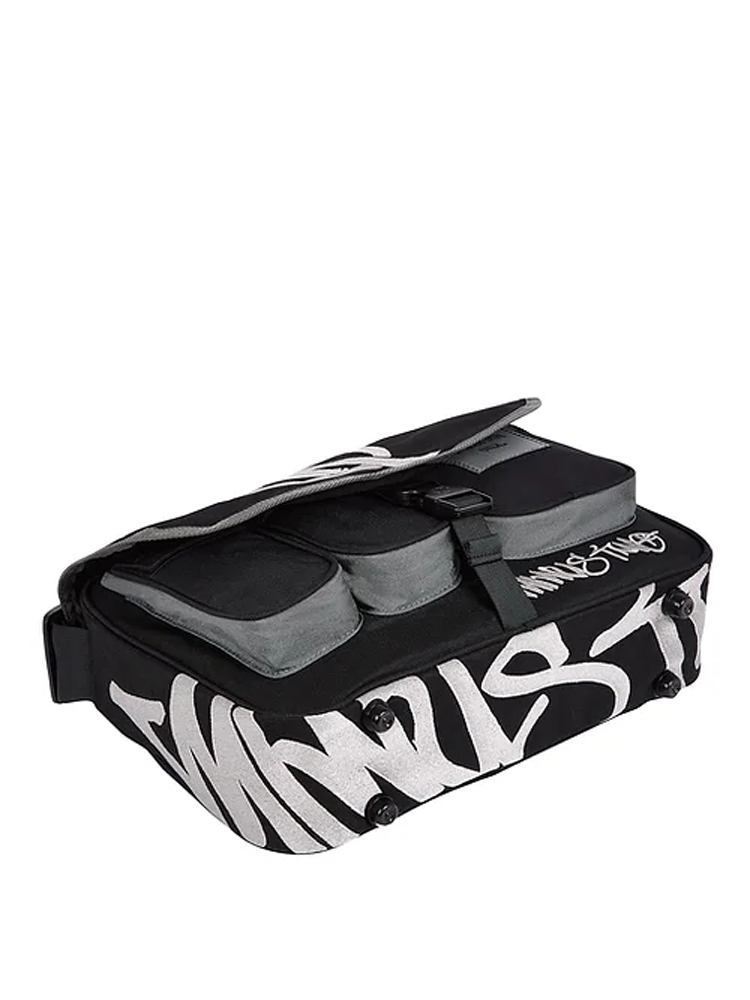 Y2k per uomo, borsa a tracolla con ricamo, borsa a tracolla con due tasche, borsa a tracolla B London Street Trend Messenger593_voghion.com