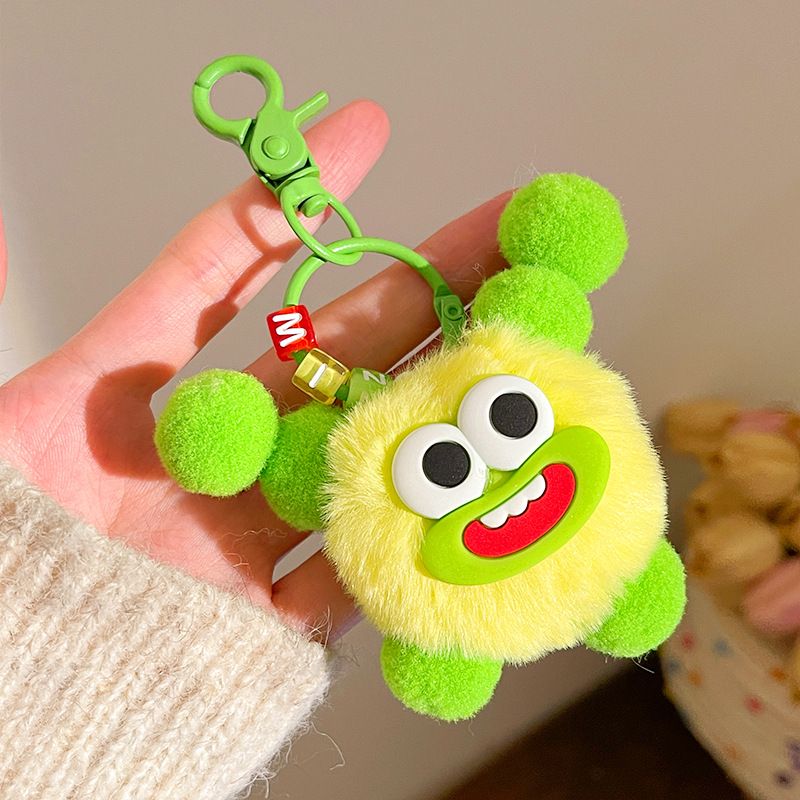 Porte-clés en forme de boule de fourrure mignonne et moche avec une grande bouche, porte-clés intéressant en forme de bouche de saucisse, pendentif de sac cadeau créatif et original pour couple et copines_voghion.com