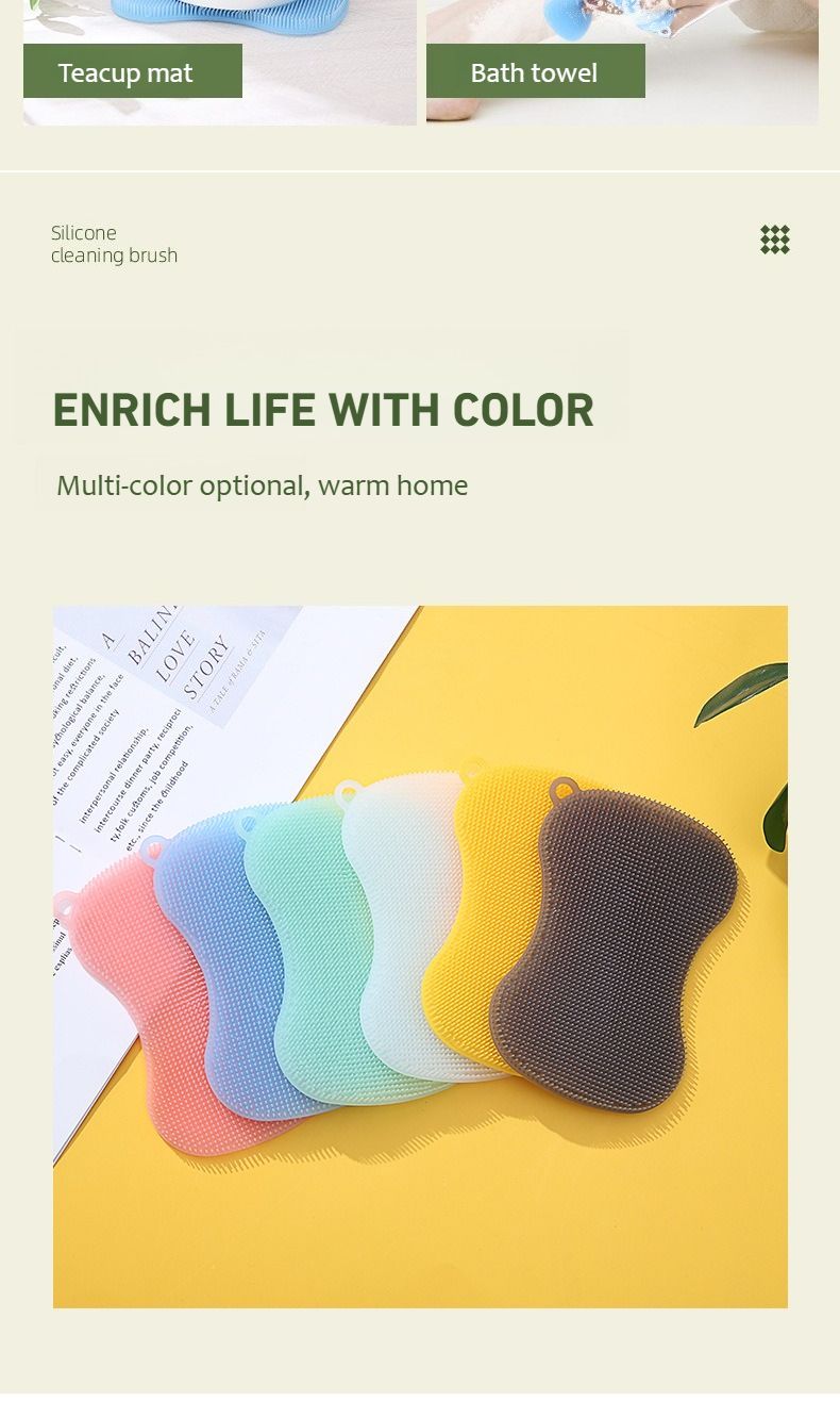 Spazzola multiuso in silicone per uso alimentare | Spazzola per la pulizia dei piatti e del viso | Spazzola in silicone 2 in 1 | Strumento per la pulizia della cucina e della cura personale_voghion.com