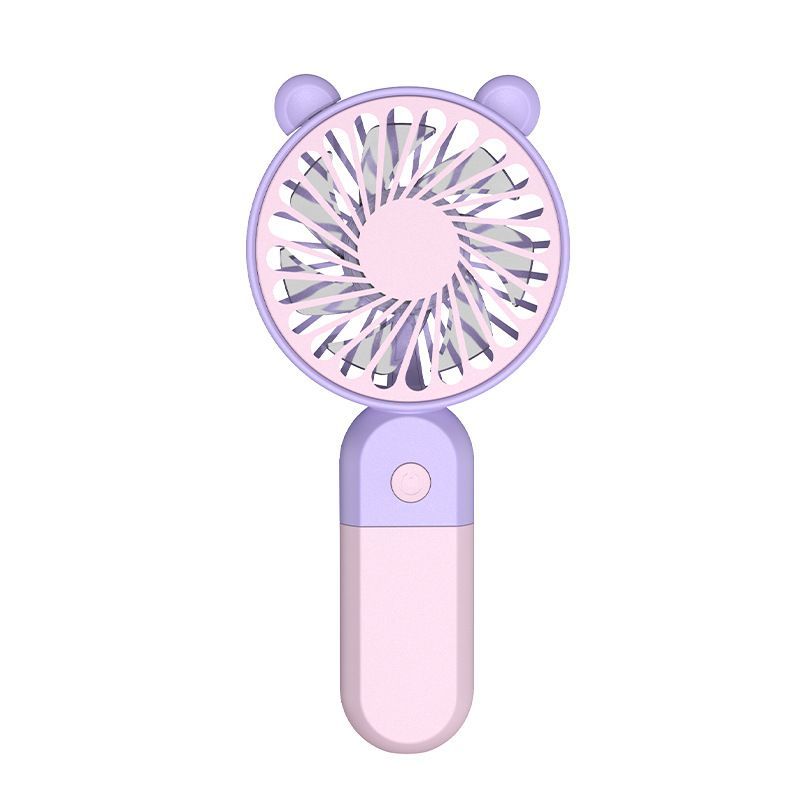 2024 Cartoon Handheld Small Fan USB Charging Small Fan Student Desktop Outdoor Portable Two-color Small Fan_voghion.com