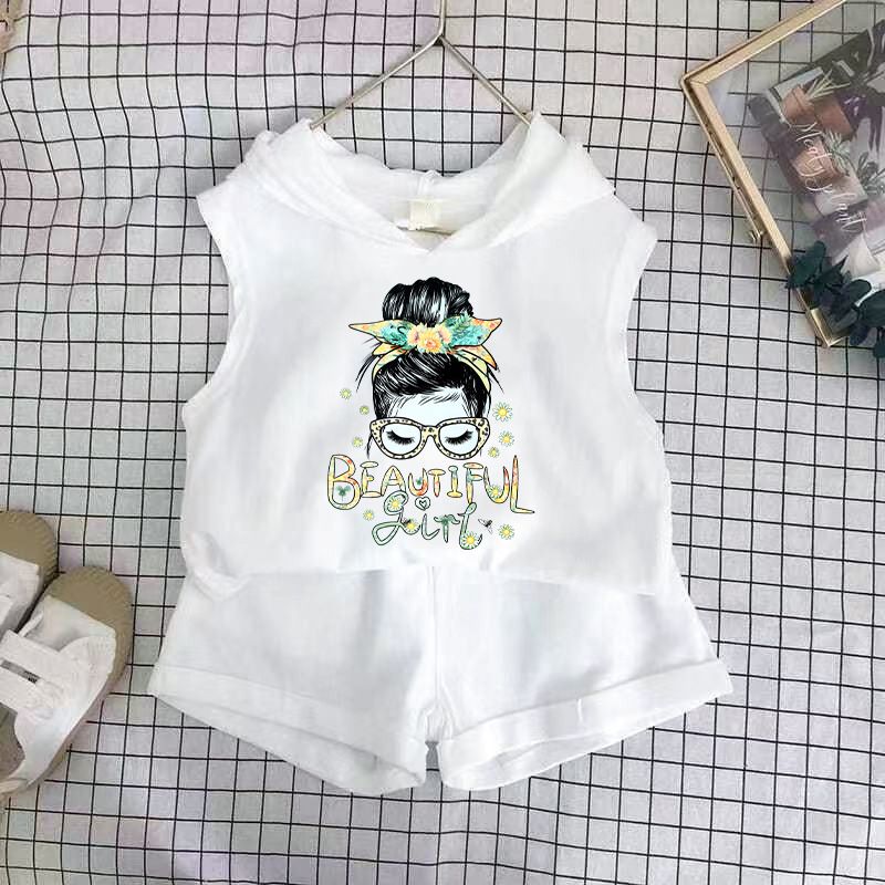 Children's Clothing 2025 New Girls Shorts Suit Hooded Two Piece Korean Style Fashion Cartoon Vest Trend_voghion.com